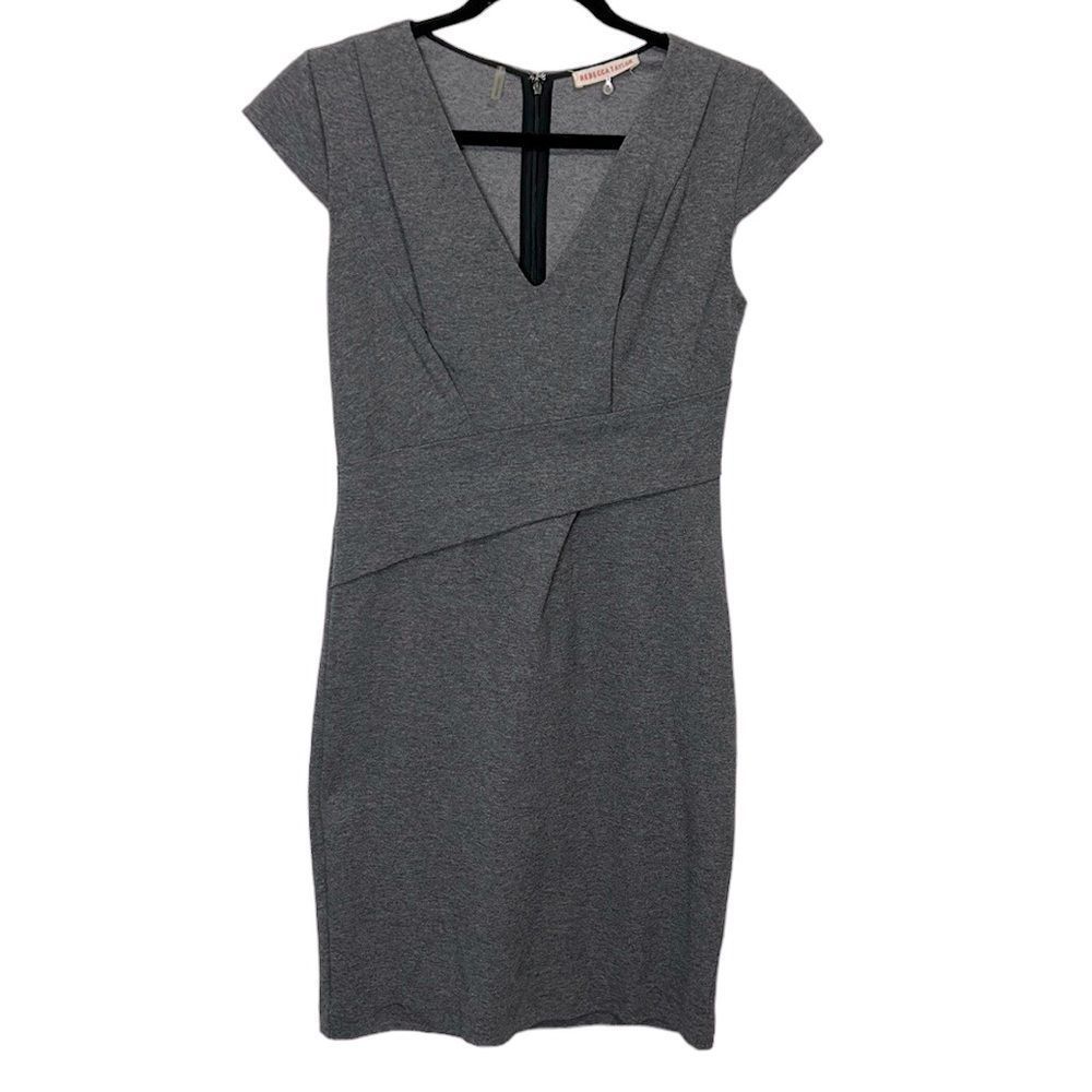 Rebecca Taylor Sheath Dress Gray Angled Waist Detail women’s size 6